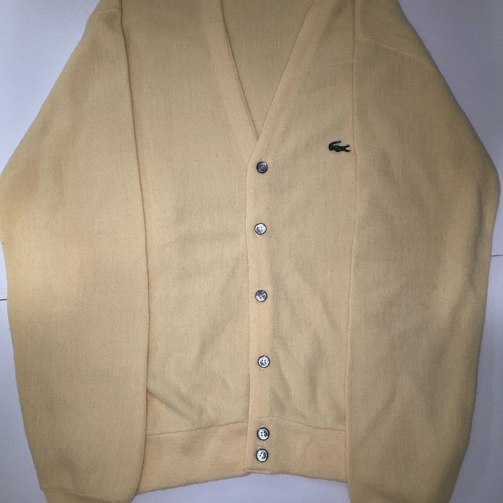 Vintage Lacoste yellow Button-Up Cardigan - Picture 2 of 9